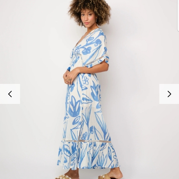 ZL Europe Dessin Blue White Maxi Dress - Picture 4 of 16